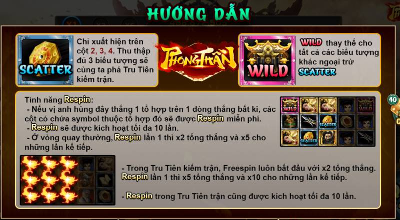 Slot Game Phong Thần - Thần Thoại Đông Phương Kết Hợp Nổ Hũ 2 Bieu tuong va cach tinh thang